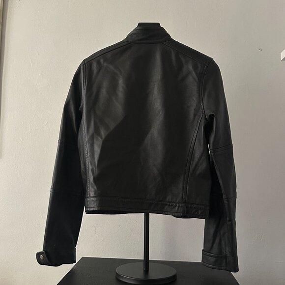 Theory Black Leather Moto Jacket – Size M - Picture 3 of 5